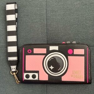 Target Pink and Black Camera Design Wristlet